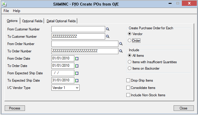 sage 300 create po from order entry