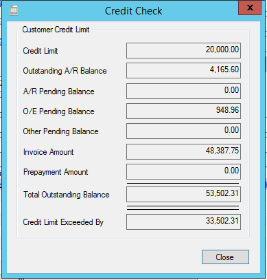 sage 300 accounts receivable customer credit check