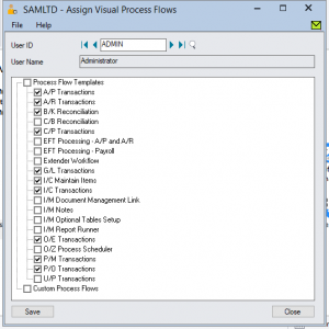 Assign visual process flows in Sage 300