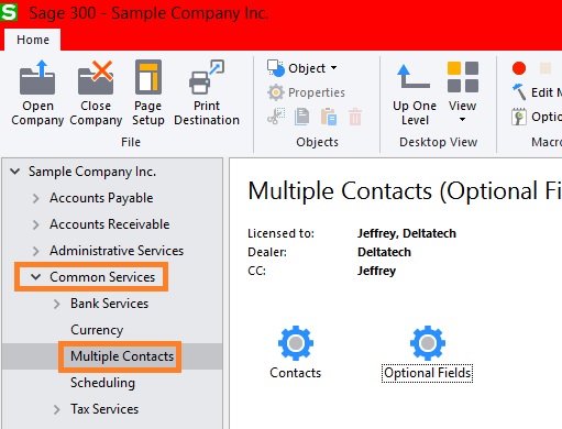 sage 300 multiple contacts