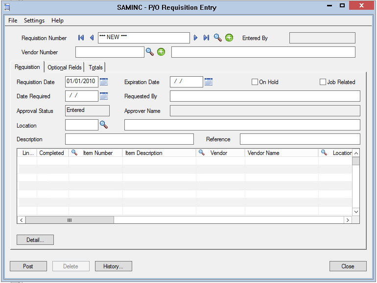 purchase requisition in sage 300 purchase order module