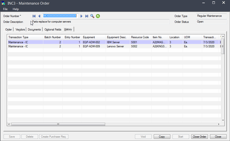asset maintenance history | Sage 300 Malaysia asset maintenance history